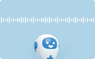 Audio-Demo-Karte mit Schallwelle und dem DVA-Roboter