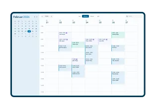 Online-Kalender von Doctena Pro mit einer Wochenansicht der Termine