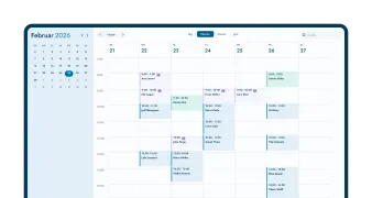 Online-Kalender von Doctena Pro mit einer Wochenansicht der Termine