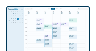 Online-Kalender von Doctena Pro mit einer Wochenansicht der Termine