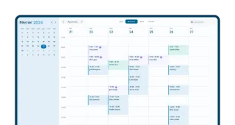 Agenda en ligne Doctena Pro affichant une semaine de rendez-vous