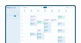 Online agenda van Doctena Pro met een week aan afspraken